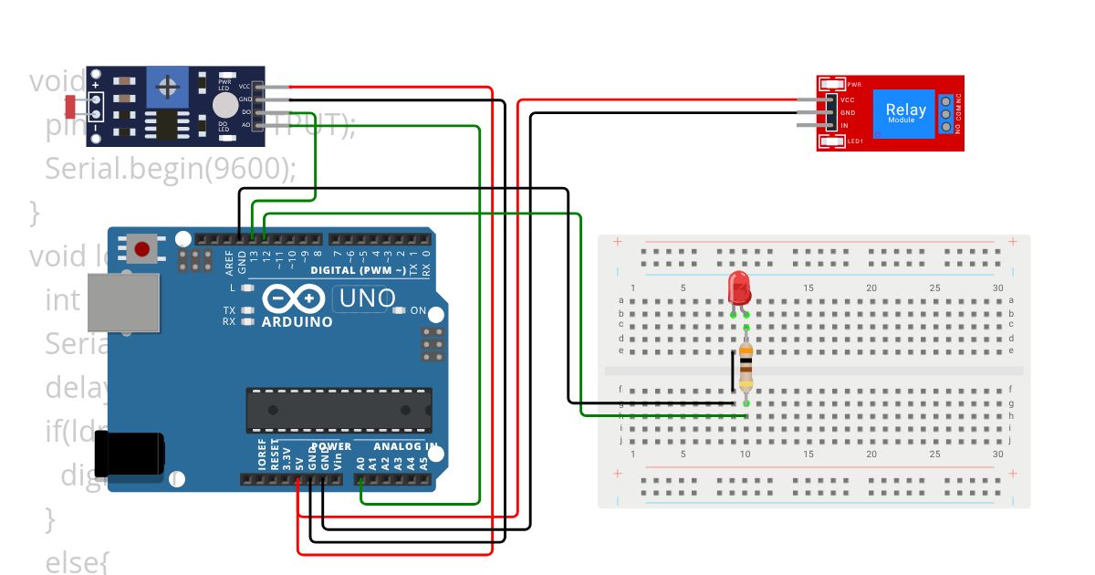 LDR Sensor With Relay Module simulation