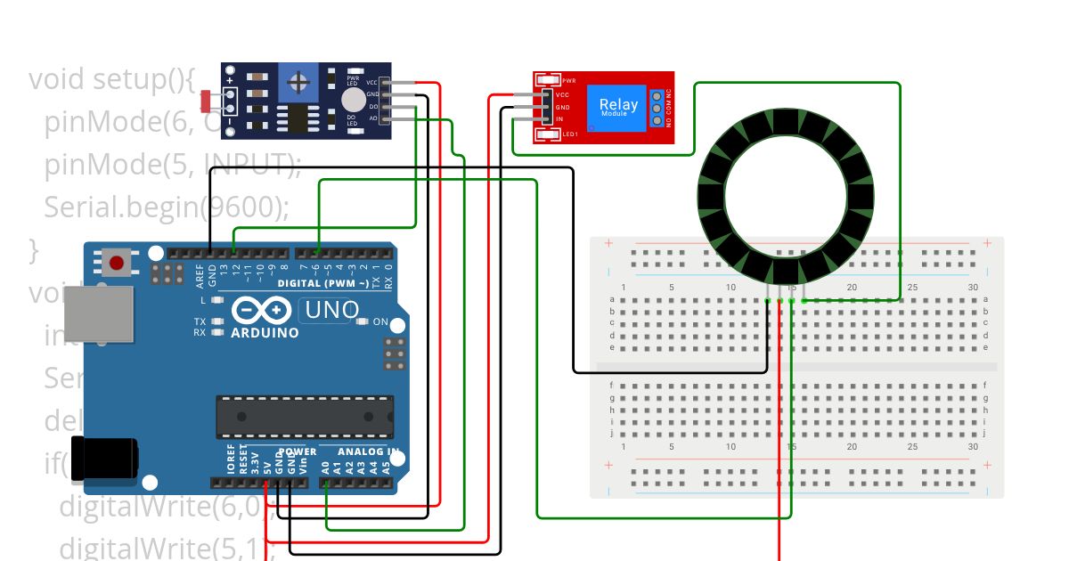 LDR with ring light and relay module simulation