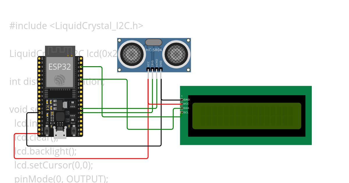 ESP32 Distance Calculator simulation
