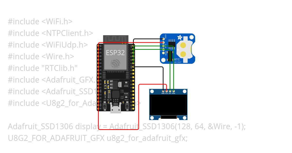 RTC from NTP Oled clock ESP32 simulation