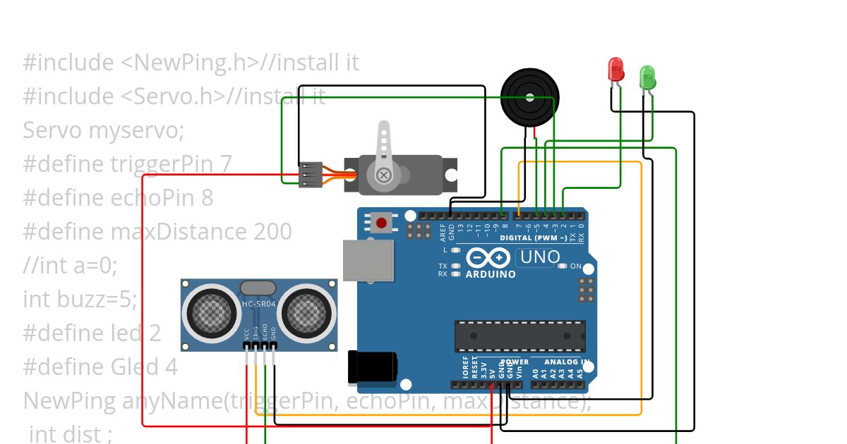 Ultrasonic_Servo_Parking Gate simulation