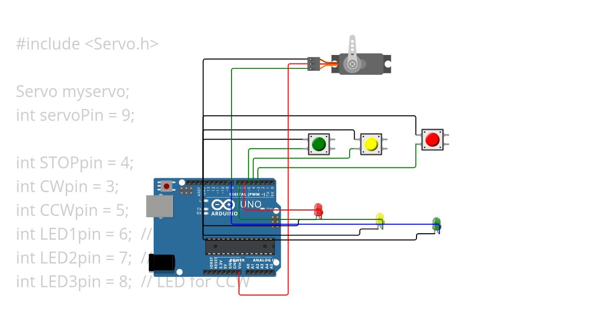 IOT SERVO 3LED simulation