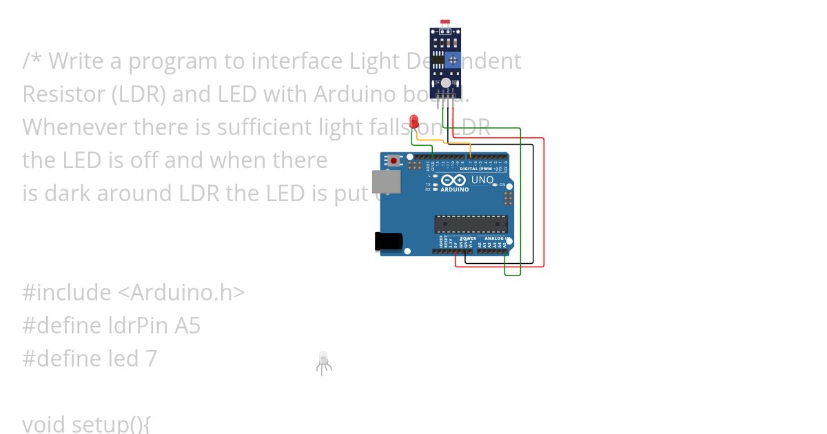 LDR WITH LED simulation