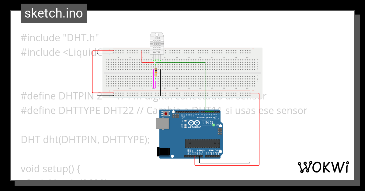 Termometro de humedad y temperatura - Wokwi ESP32, STM32, Arduino Simulator