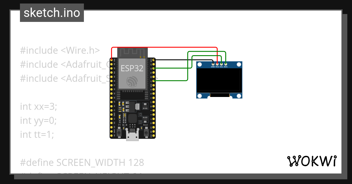oled i2c animation - Wokwi ESP32, STM32, Arduino Simulator