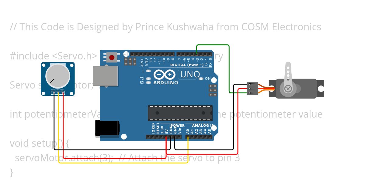 Servo Motor Control with Potentiometer simulation