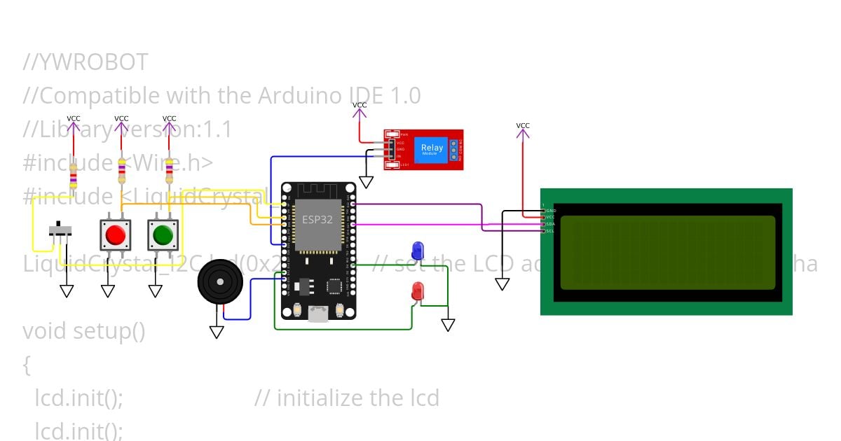 ตัวอย่าง:  LCD20x4_I2C HelloWorld simulation