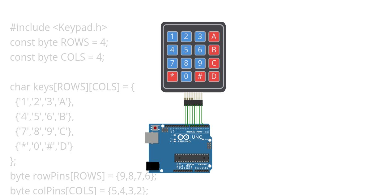 Keypad display serial monitor simulation