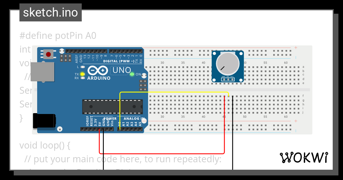 EXP6 Analog value reading - Wokwi ESP32, STM32, Arduino Simulator