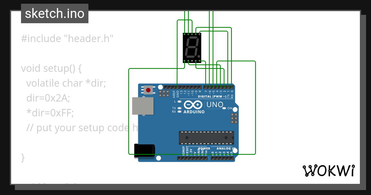 7 SEGMENT DISPLAY - Wokwi ESP32, STM32, Arduino Simulator