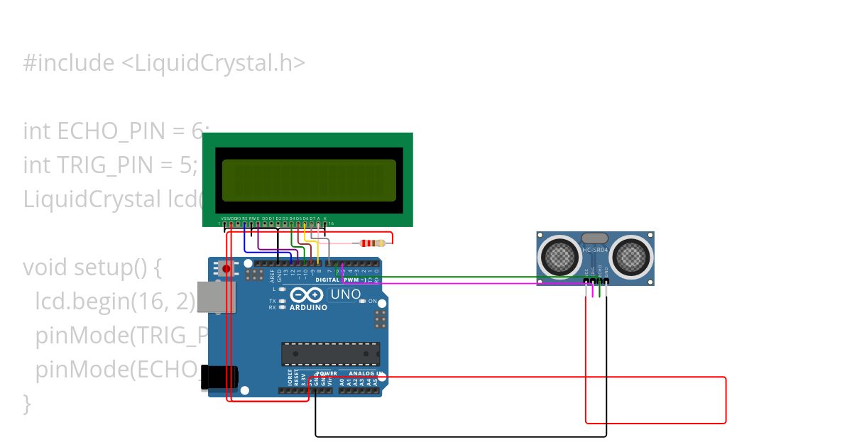 lcd ultrasoinc distance simulation