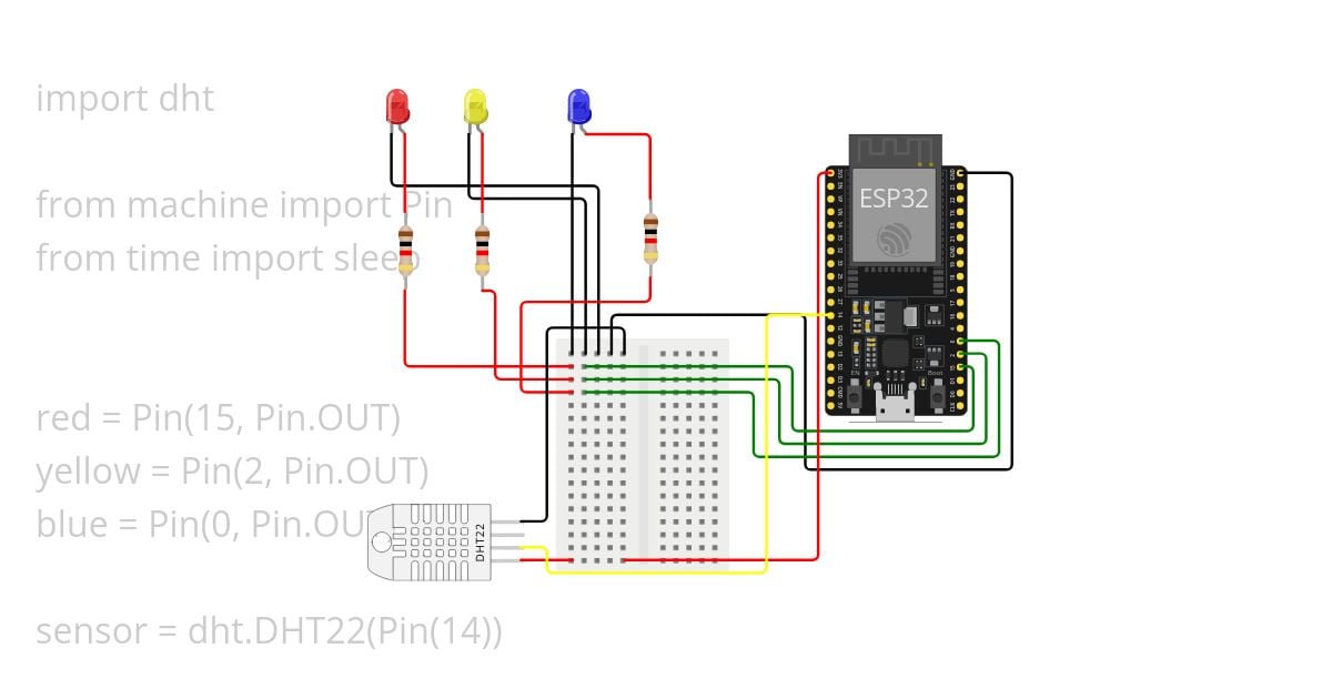 upy_esp32_dht22_led_resistor_breadboard simulation