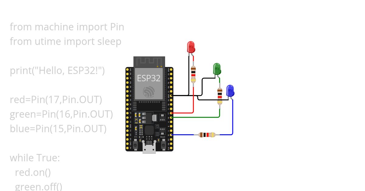 ESP32-3-LED-Micropython simulation