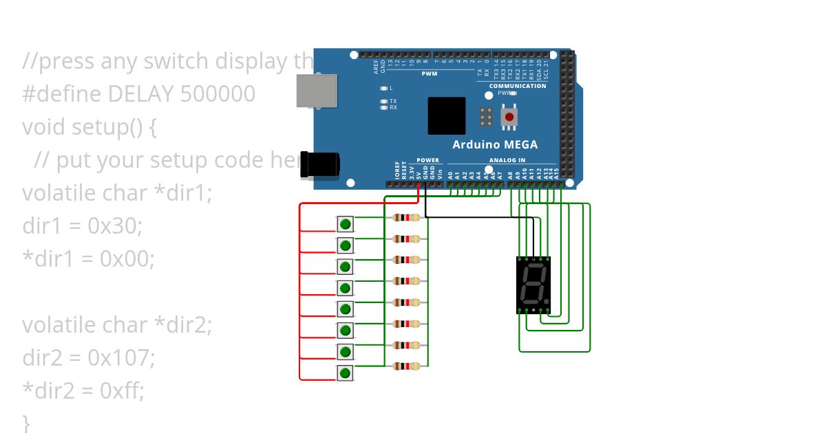 8 switches and 7 seg 5.h  simulation