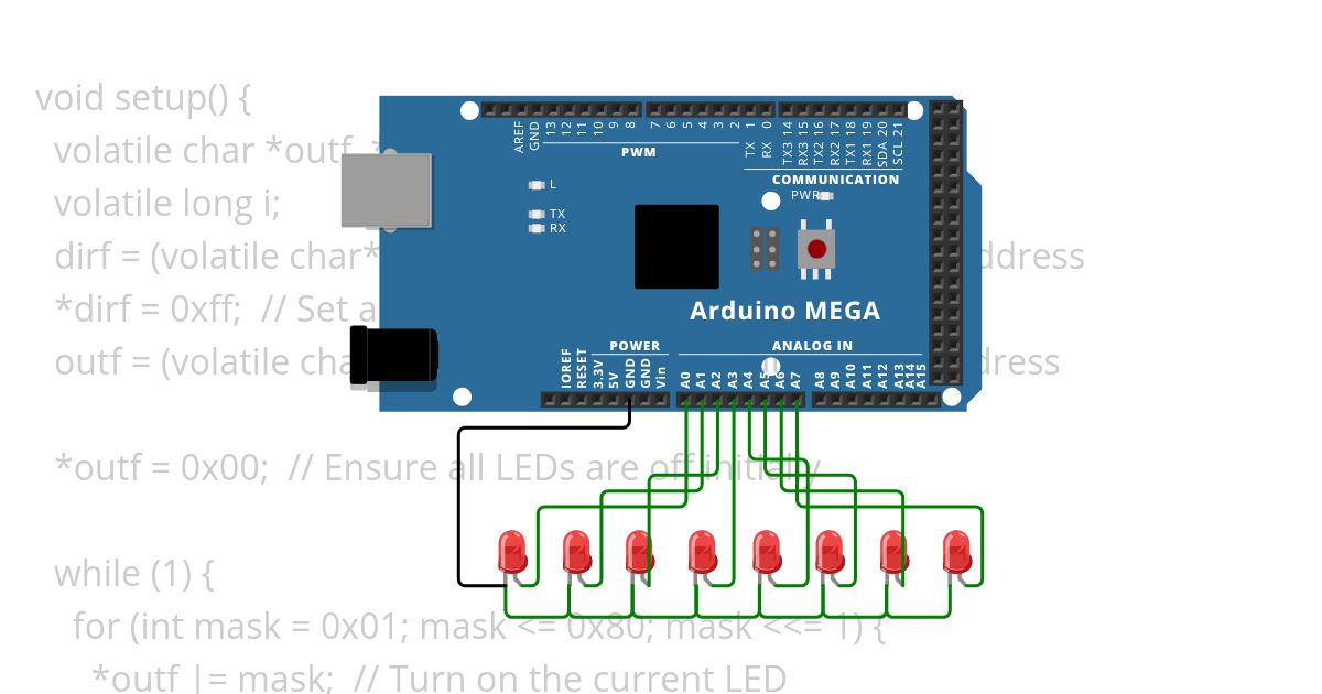 led blinking without turning of the previoud led simulation