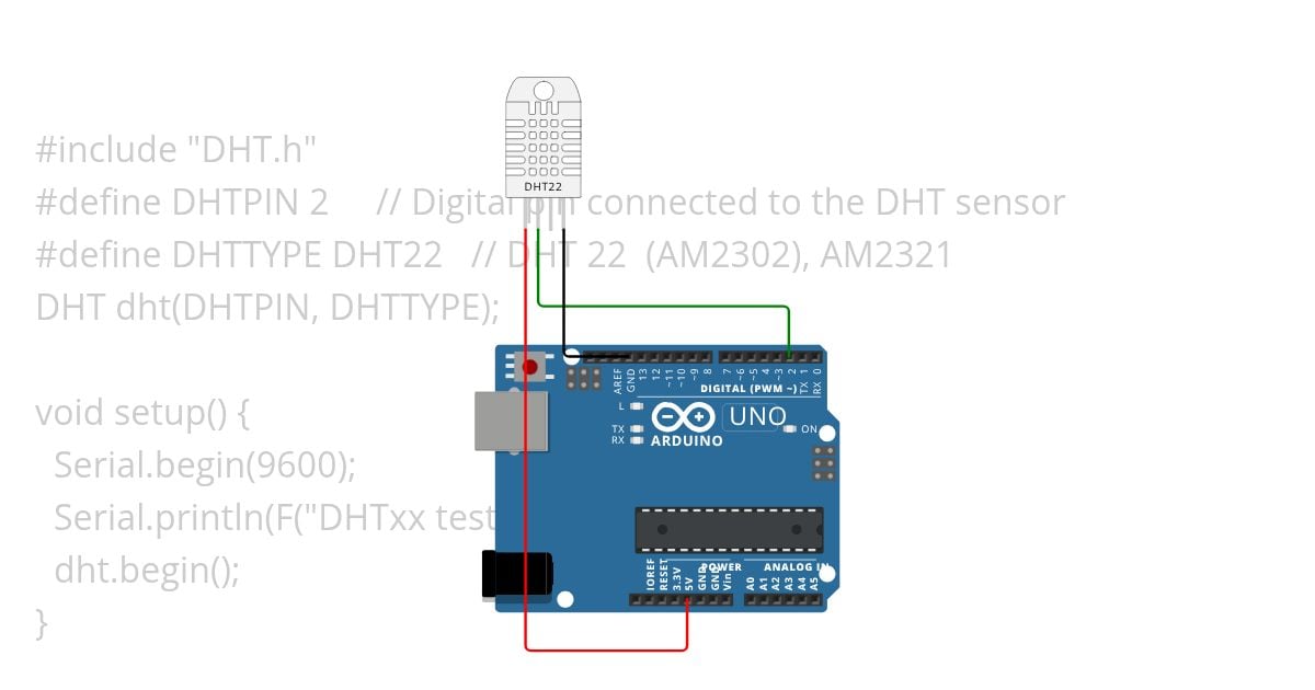 DHT 11 SENSOR WITH ARDUINO UNO simulation