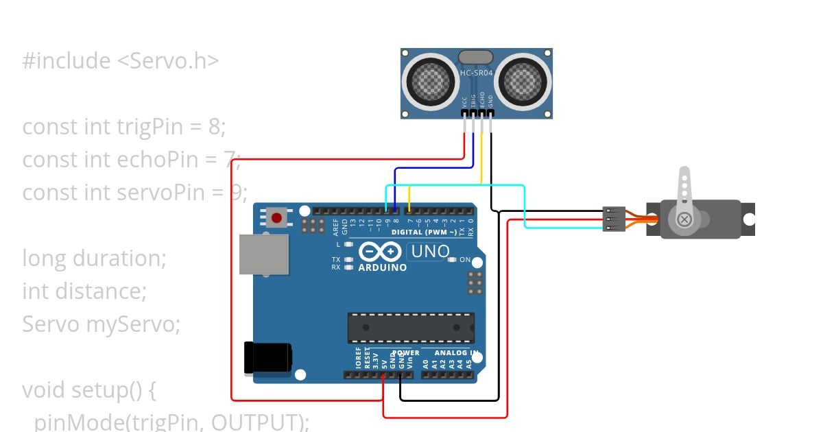projek servo dan ultrasonik simulation