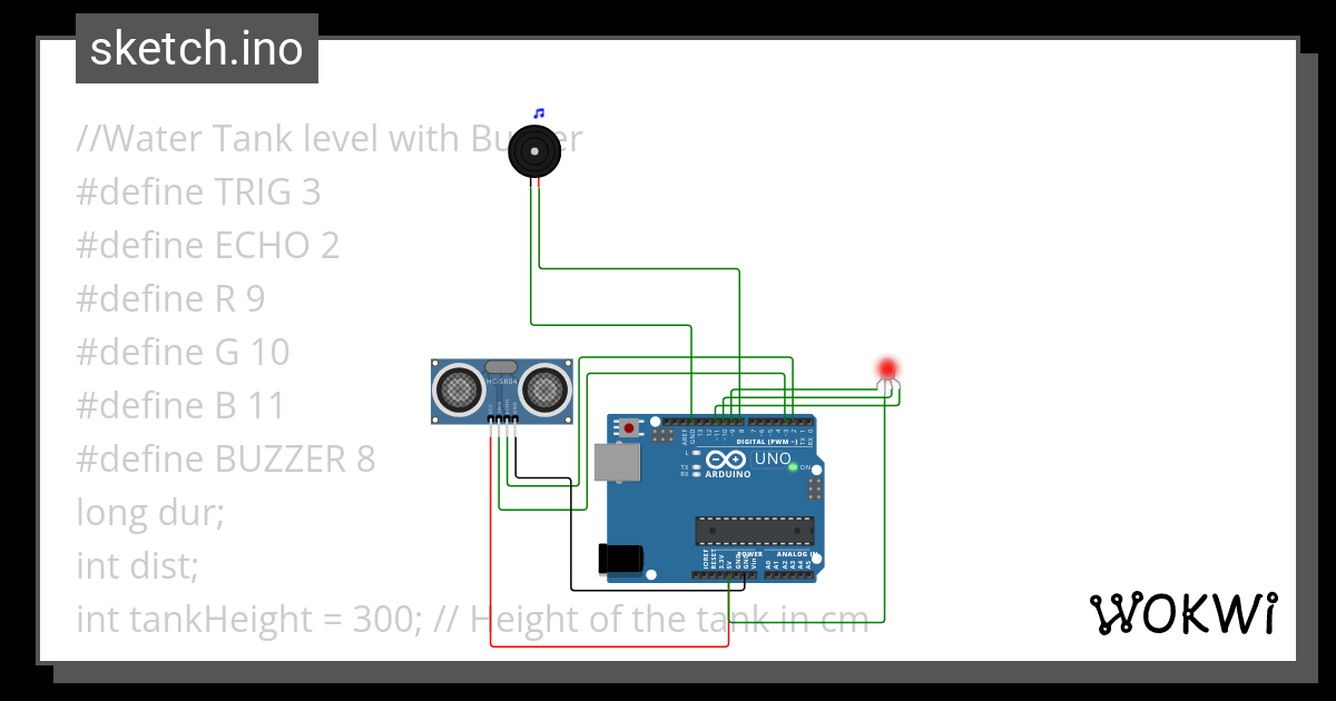 Water Tank Level With Buzzer Wokwi Esp Stm Arduino Simulator