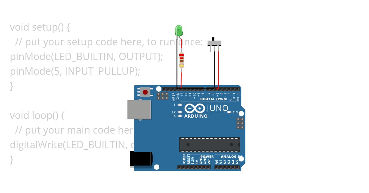 led con interuptor simulation