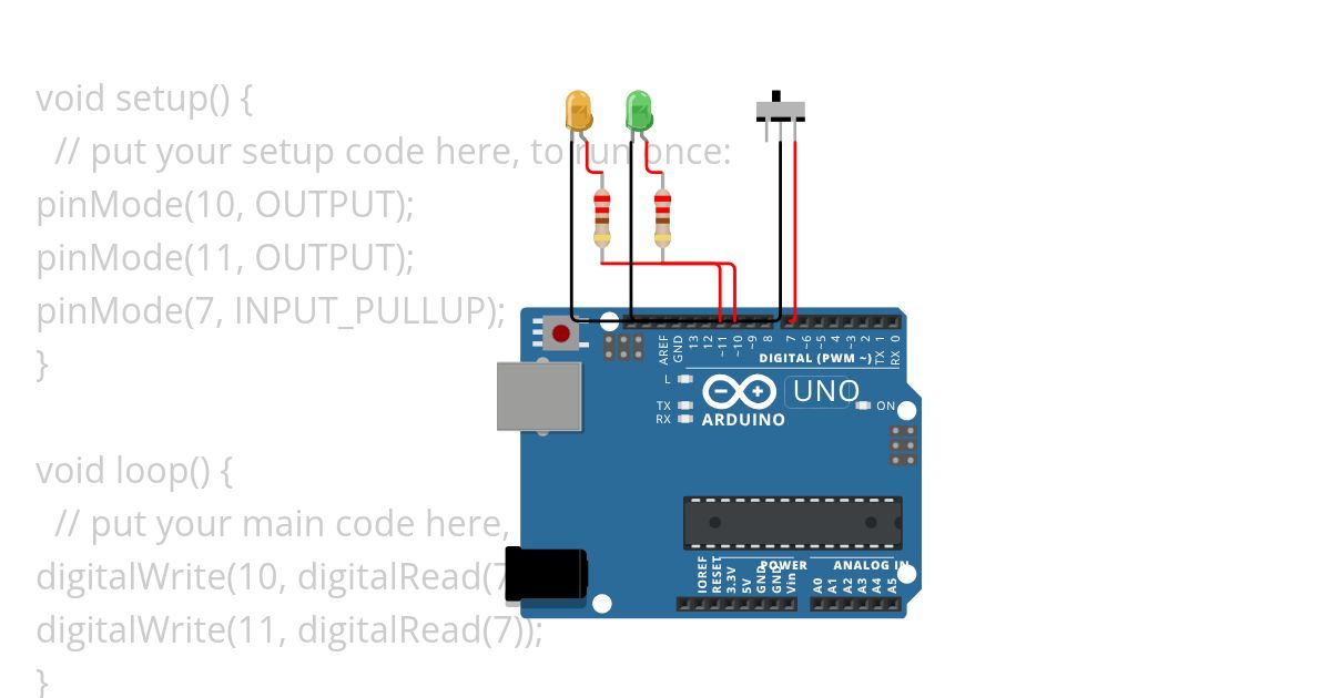 2 led con interruptor simulation