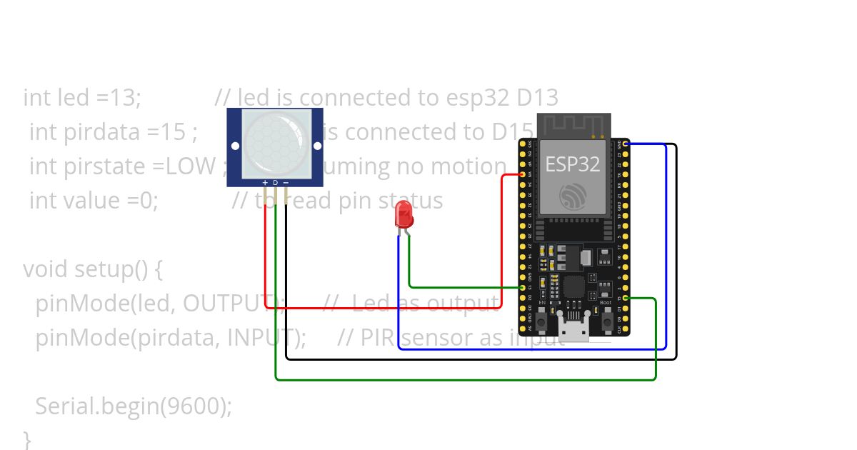 ESP32 Simulator with PIR sensor  simulation