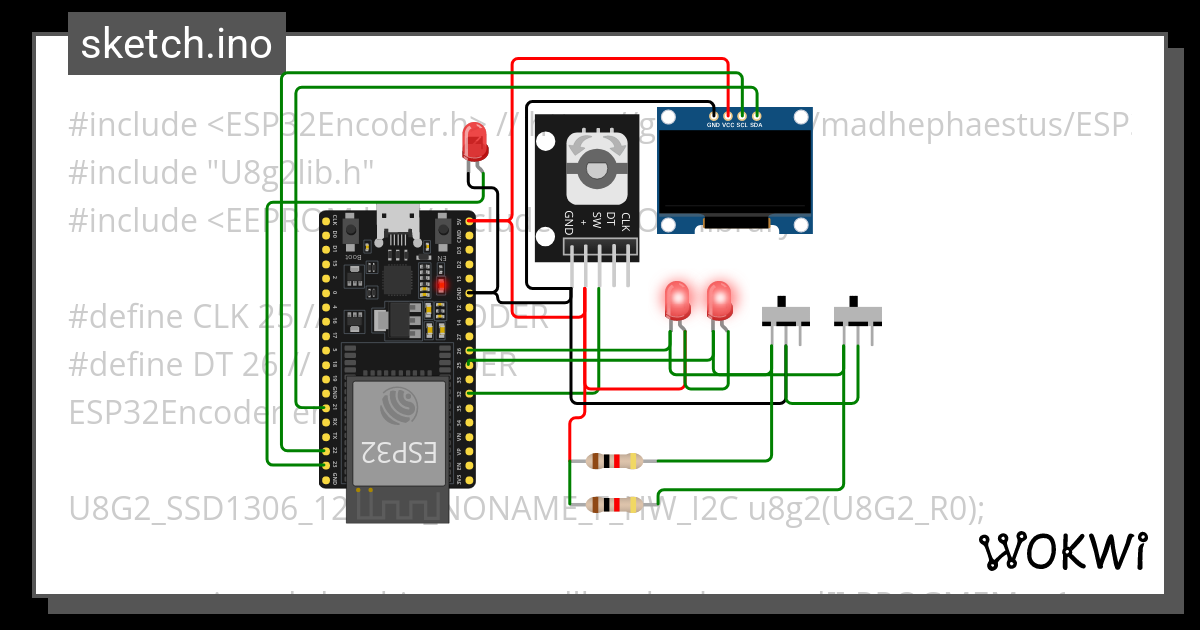 Rotary Encoder Ssd1306 Menu Wokwi Esp32 Stm32 Arduino Simulator