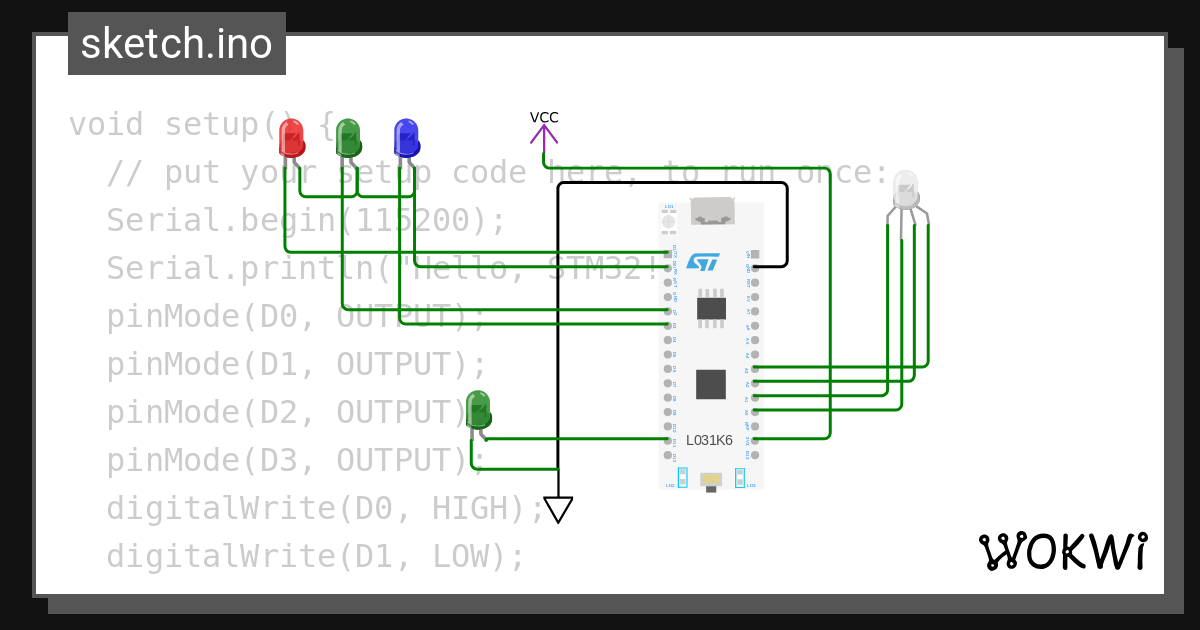 stm32 with discrete rgb leds - Wokwi ESP32, STM32, Arduino Simulator