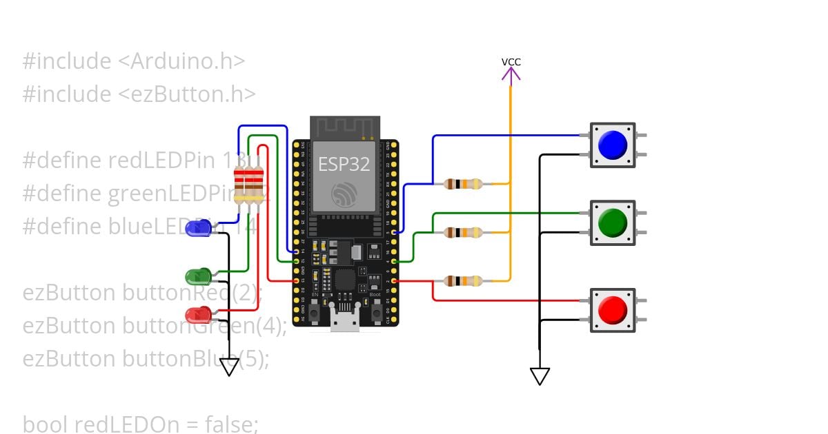 3 Button 3 LED States simulation