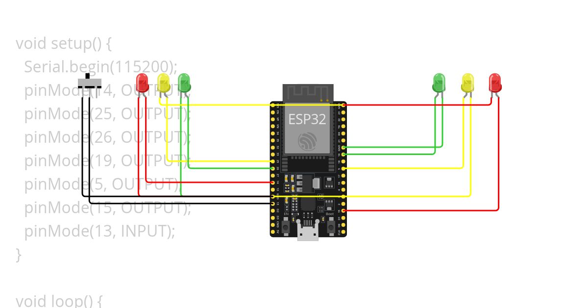 traffic led circuit and switch simulation