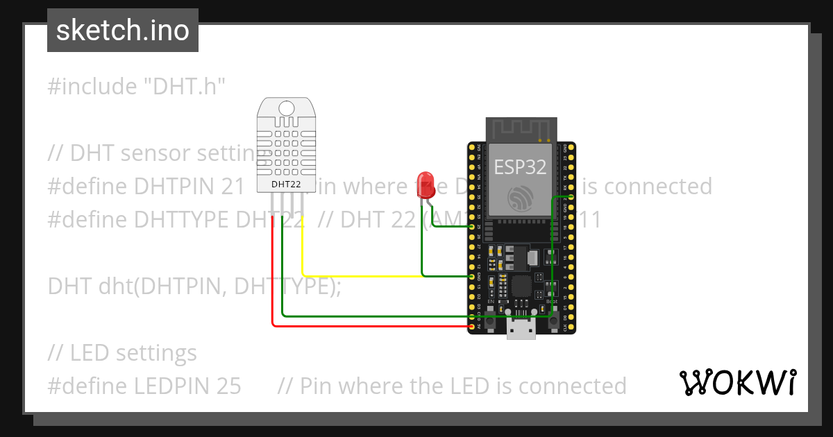 DHT sensor - Wokwi ESP32, STM32, Arduino Simulator