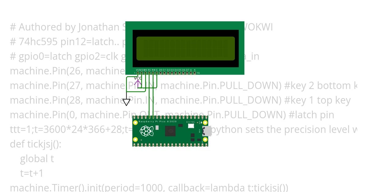 LCD 1602 Peco Pie Python simulation