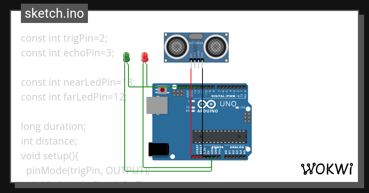 ultrasonic sensor 1 - Wokwi ESP32, STM32, Arduino Simulator