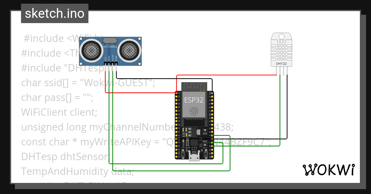 Writing sensor data in the cloud - Wokwi ESP32, STM32, Arduino Simulator