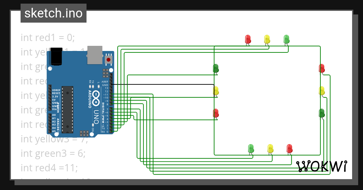 traffic light - Wokwi ESP32, STM32, Arduino Simulator