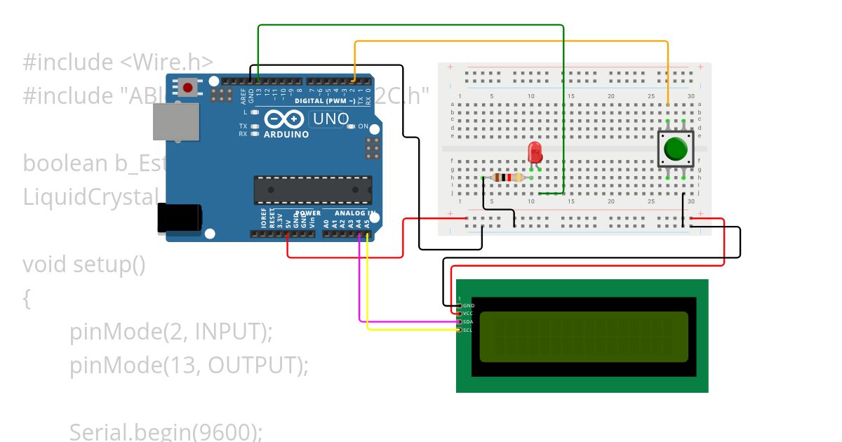 LED On/Off Display I2C simulation