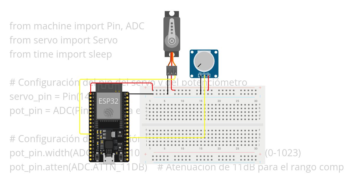 Potenciometro y servomotor simulation