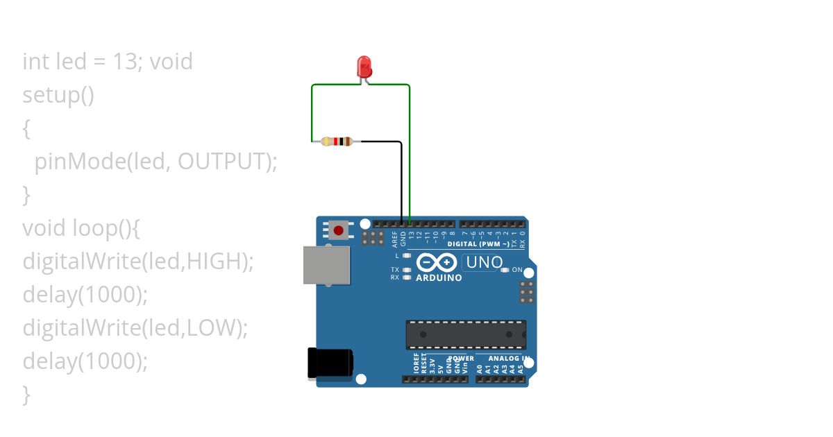BLINKING OF SINGLE LED WITH VARIABLE DELAY simulation