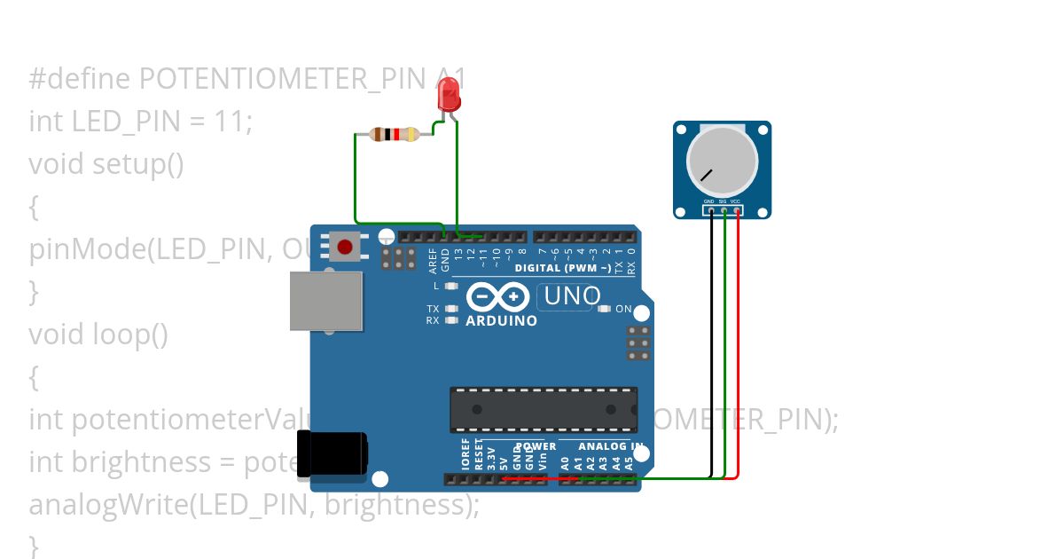 LED DIMMER USING POTENTIOMETER simulation
