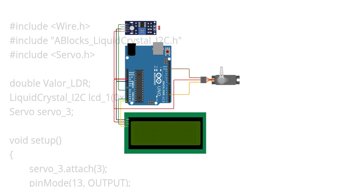 Servo LCD I2C LDR simulation