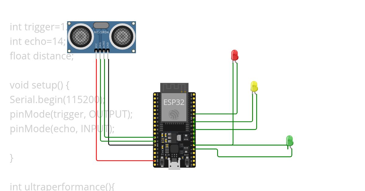 ultra sonic + led  simulation