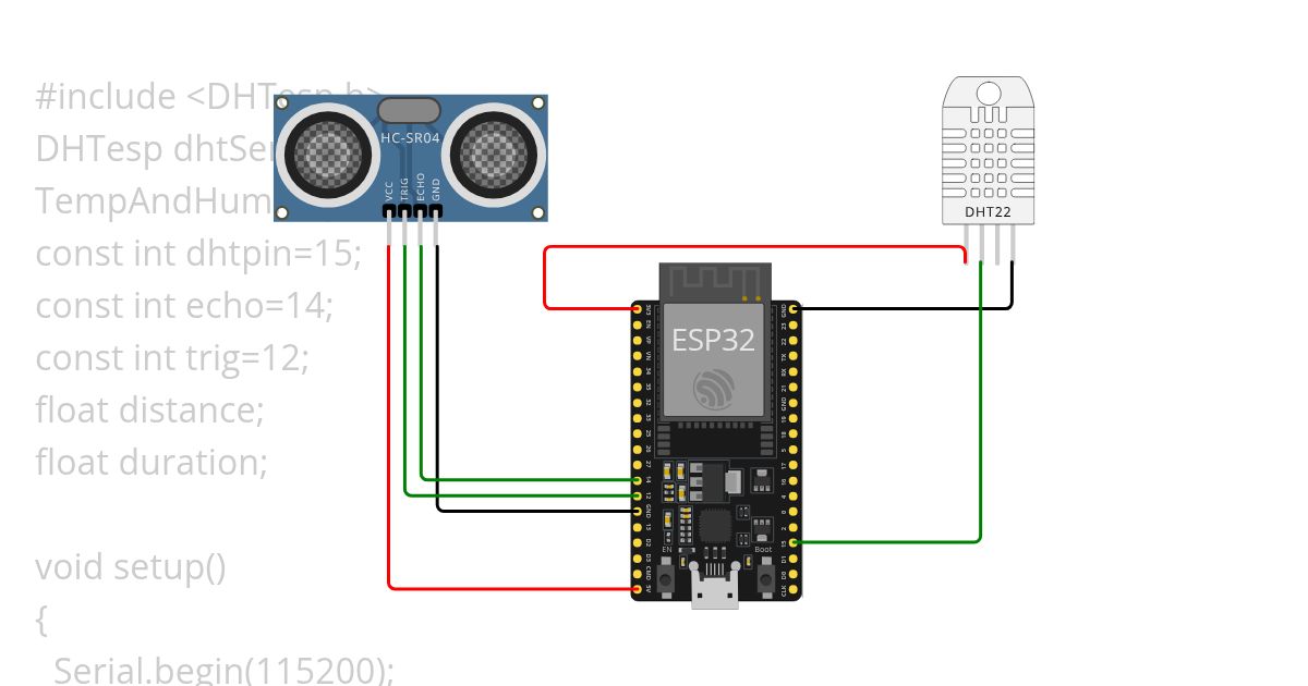 dht22 ultrasonic sensor simulation