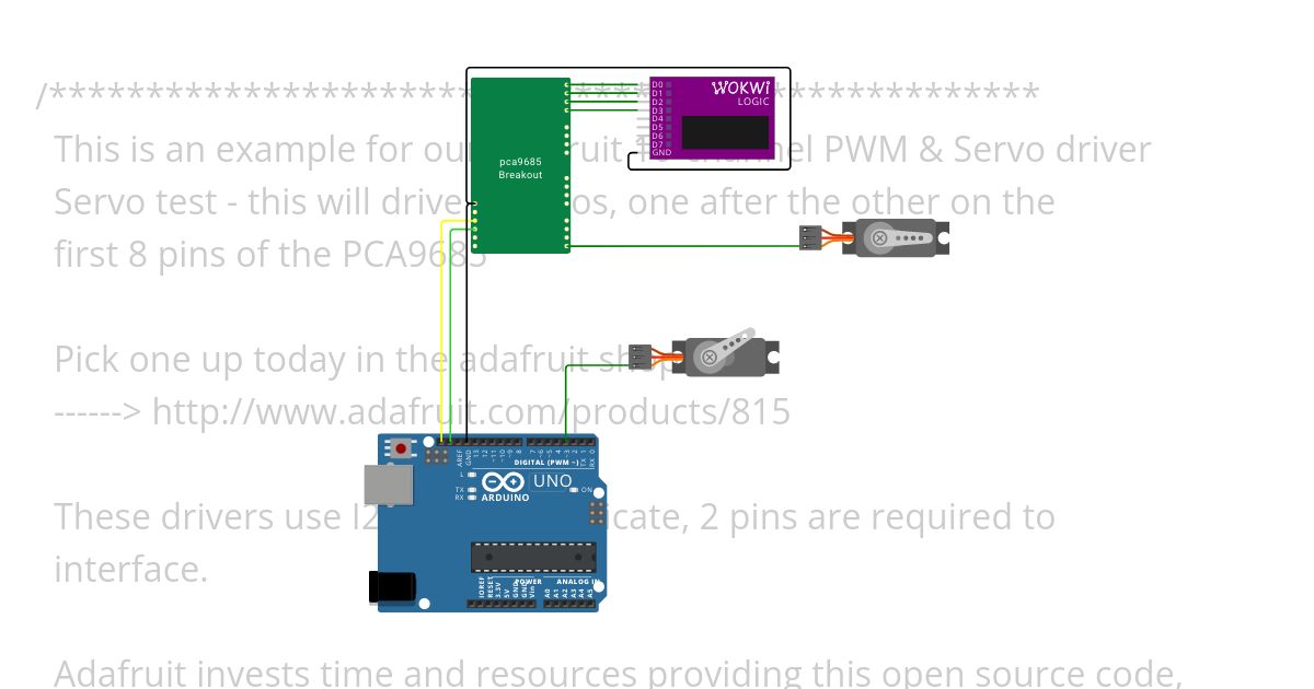 PCA9685 PWM Servo Driver simulation