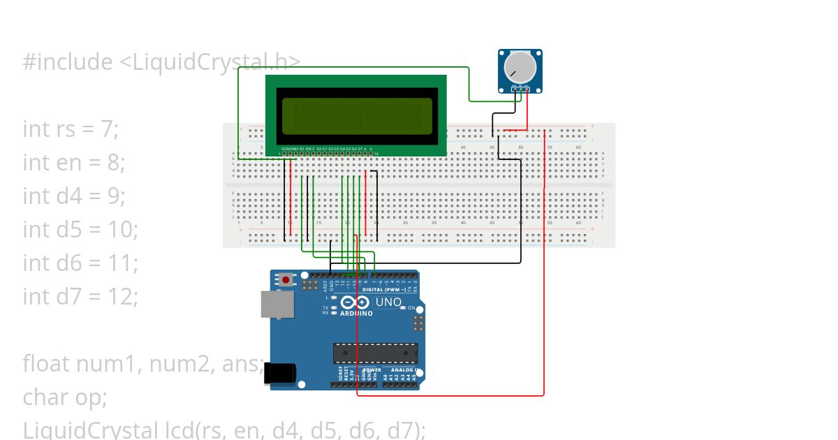 Simp. Calculator With Arduino and LCD simulation