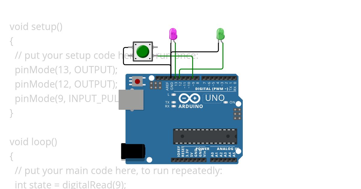 LED light flash with button simulation