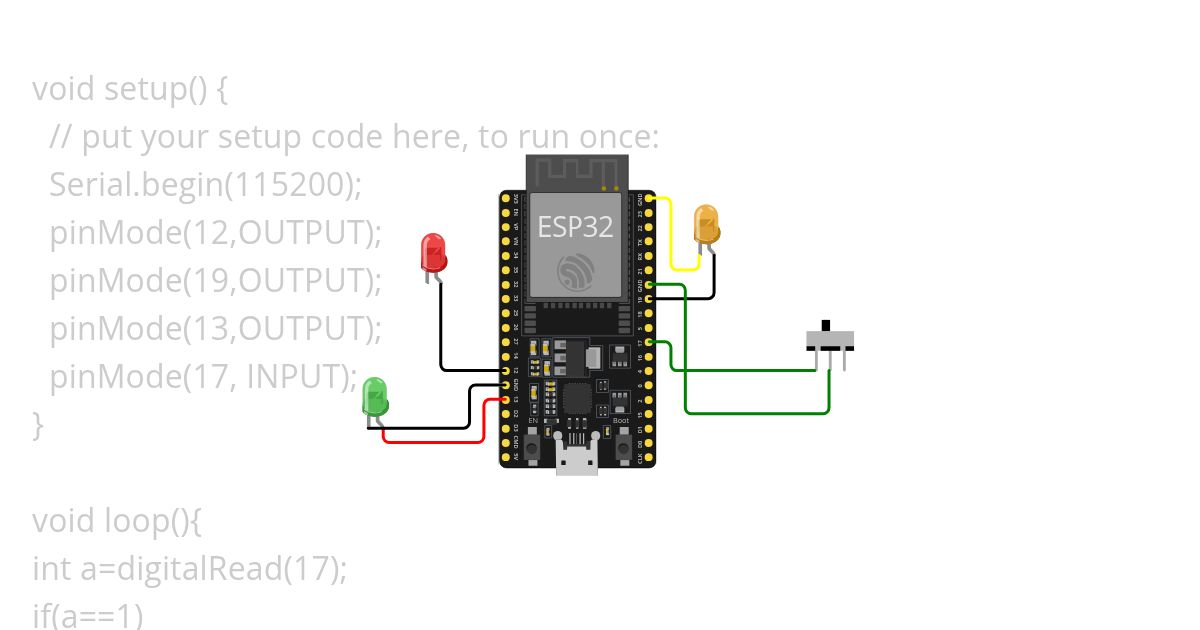 LED traffic light with swtich simulation