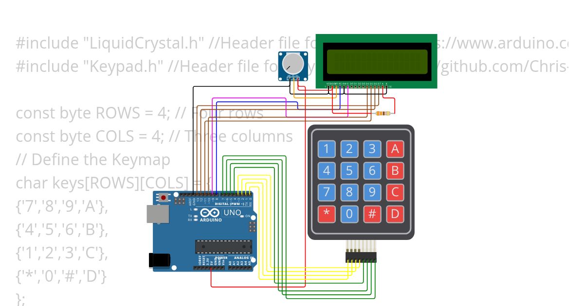 Keypad 4x4 and LCD Calculator simulation