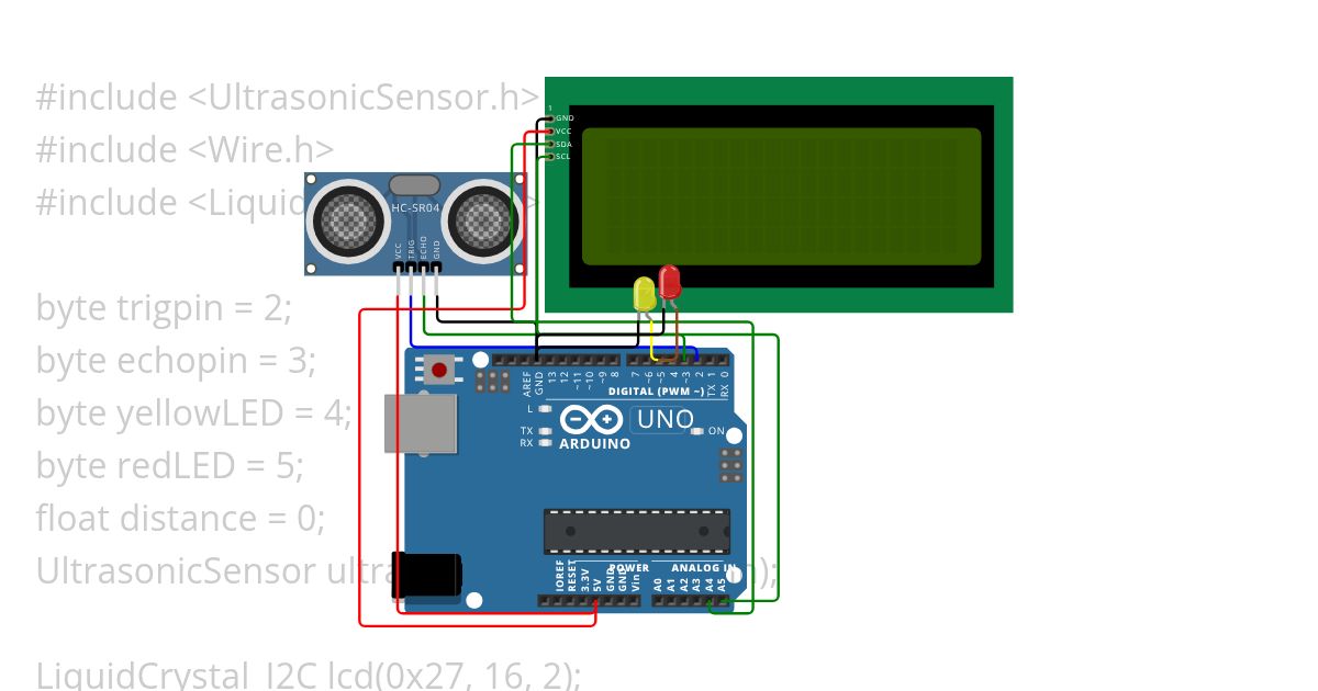 Ultrasonicsensor with lcd simulation