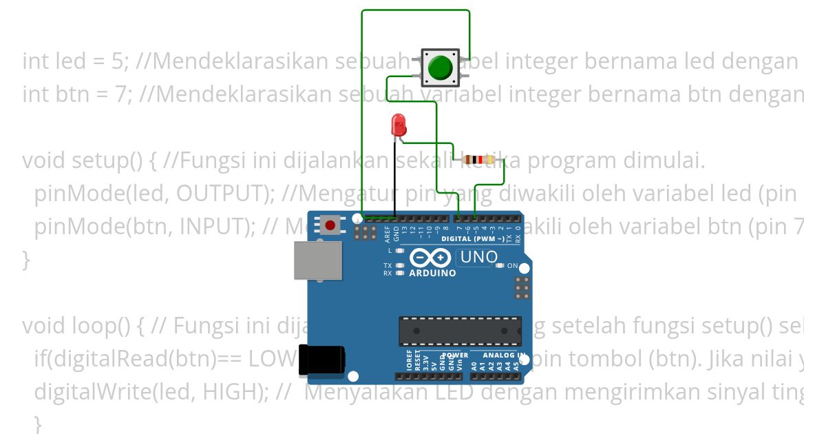 LED PUSH BUTTON MATI 10 DETIK DINRAY simulation