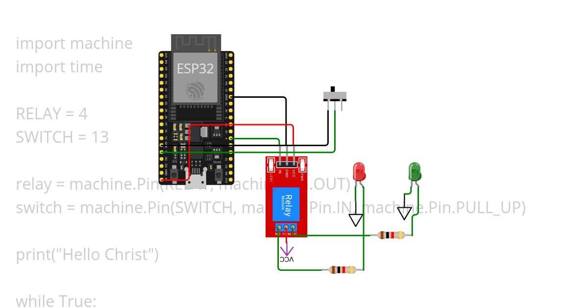 ESP32-3-LED-Micropython-GND simulation