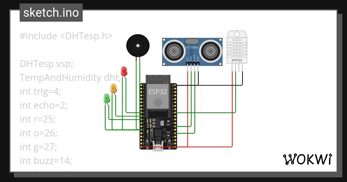 day4-DHTandDistsensors - Wokwi ESP32, STM32, Arduino Simulator